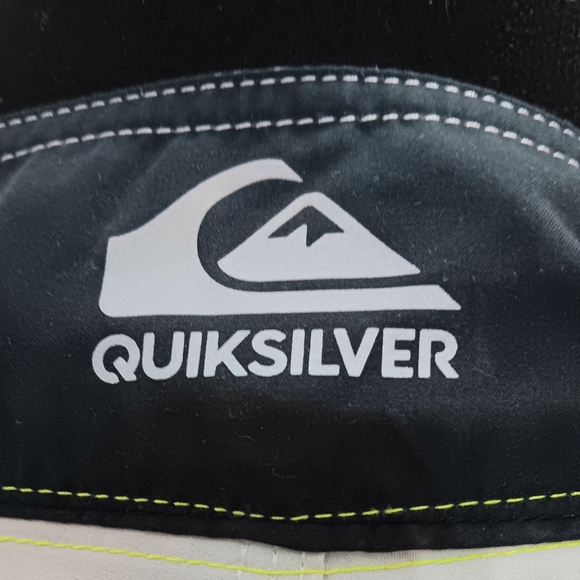 Quicksilver Board Shorts 34 Neon Pocket Surf Trunks Green Blue Beach Lake - Picture 10 of 11